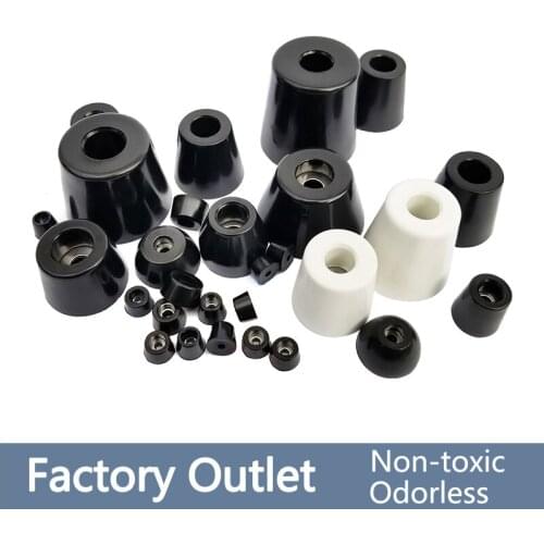 O/D 12mm To 50mm Black Rubber Machine Foot Pad Feet With Steel Washer Non-slip Furniture Table Conical