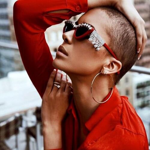 Sexy Retro Cat Eye Sunglasses Women Small Diamond Crystal Triangle Vintage Ladies UV400 Sun Glasses Female Luxury Gafas de