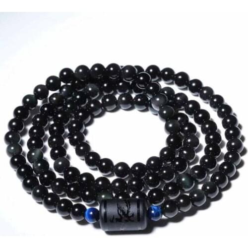 Ruifan Dragon Phoenix Paired Bracelets for Couples of Love Black Obsidian Stone Womens Mens Strand Bracelet Jewelry YBR094