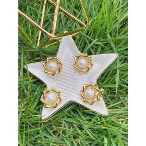 5 Pairs, Korean Fashion Imitation Pearl Stud Earrings For Women Gold Flower Vintage Earrings Brincos Jewelry Pendientes