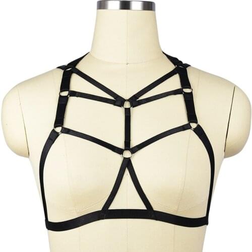 Sexywomen Body Harness NESSHarajuku Harness Cage Bra connection Collar Bondag Lingerie Tops Gothic Bdsm fetish Wear Harness Bra