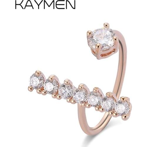 Kaymen Gold Plated T Shape Cubic Zirconia Adjustable Cuff Rings for Women Girls, Wedding Rings, Engagement rings 00292