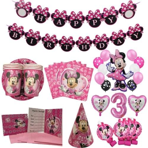 Pink Minnie Mouse Party Supplies Baby Shower Disposable Napkin Towel Plate Cup Wedding Decoration Kids Girl Birthday Party Favor