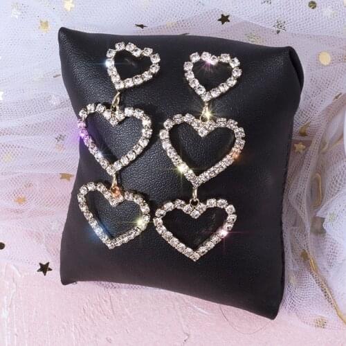 Korean Statement 3 Layers Heart Long Earrings For Women Sweet Accessories 2020 Trendy Jewelry Party Bijoux All Match Earing