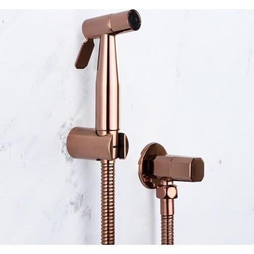 Toilet Bidet Faucets Rose Gold Brass Single Cold Bathroom Toilet Shower Blow-fed Spray Gun Nozzle Bidet Faucet Bathroom Hardware