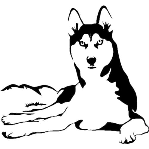 Husky Dog Animal Vinyl Car Sticker Decals Black/Silver 15*14CM T-00085