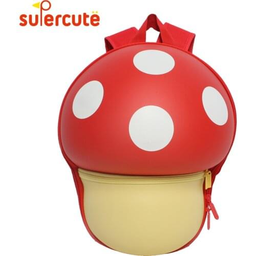 SUPERCUTE backpack for kids Mushroom Shape kids backpack 3D fashion kids bags for girls boys Age 3-8 Years