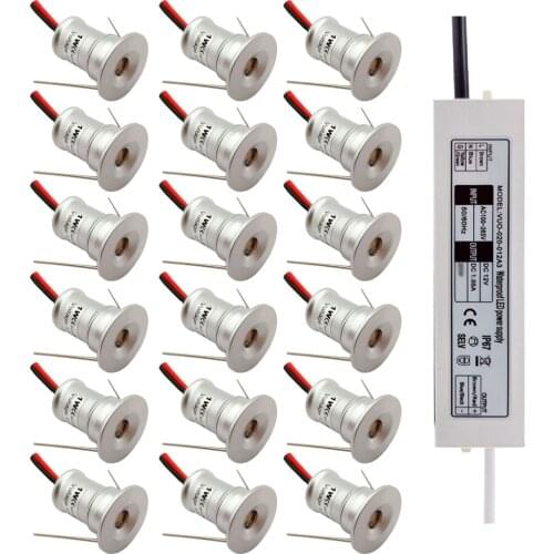 1W LED Mini Downlight Ceiling Spotlight 15mm Recessed Bedroom Kitchen Spot Light DC12V Staircase Cabinet Lights with Transformer