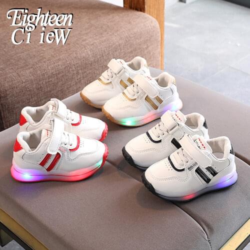 Size 21-30 Kids Shoes for Boys Light Up Shoes Glowing Sneakers for Boys Breathable Children Casual Shoes Luminous Sneakers