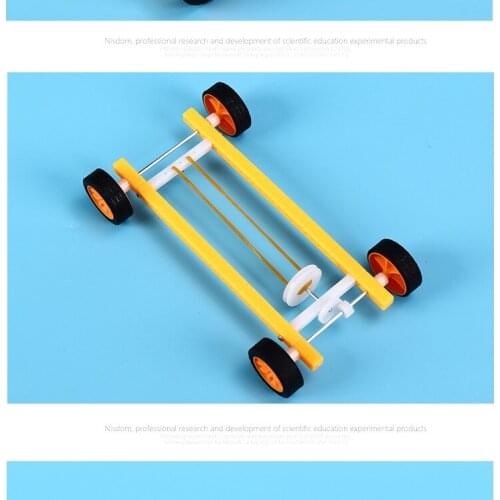 Creative small production invention scientific experiment toy student puzzle children DIY rubber band back car wholesale