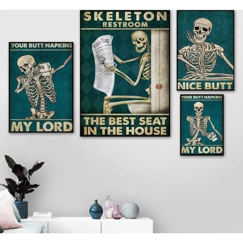 Your Butt Napkins My Lord Toilet Funny Posters and Prints Skull Nice Butt Vintage Wall Art Canvas Painting Bathroom Decoration