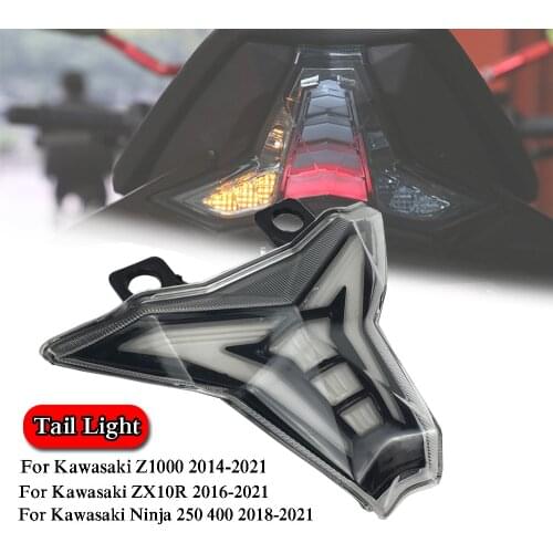 For Kawasaki Z1000 ZX10R Ninja250 Ninja400 Tail Light Taillight LED Integrated Lights Brake Blinkers Turn Signals 2019 2020 2021