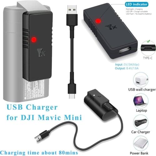 For DJI Mavic Mini Battery USB Charger LED Indicator Portable Mini Charger USB Charging Hub for DJI Mavic Mini Drone Accessories