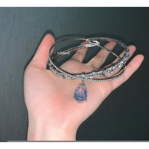 Women Pendant Rhinestone Artificial Crystal Alloy Chain Necklace Popular Diamond Now New 2021 Aesthetic Korean Fashion Female