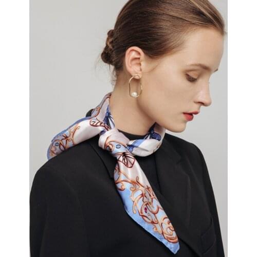 Mulberry Silk Neckerchief Square Scarf Natural Satin Kerchief Printing Office Womens Elegant Ladies Fashion Scarves