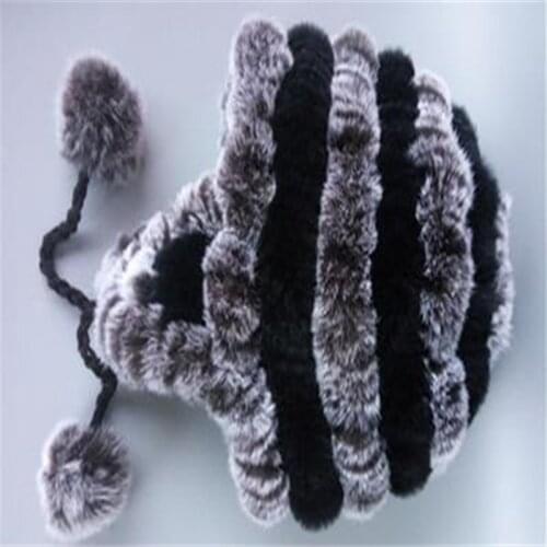 Women Winter Plus Size 100% Rabbit Fur Beret Hats Female Autumn Oversized Thick Knit Warm Rabbit Fur Collar Scarf Caps