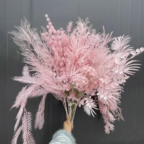 1pc Pink Series Artificial Flower Branch Wedding Party Hall Decoration Site Layout Home Furnishings Plastic Fake Flowers Bouquet