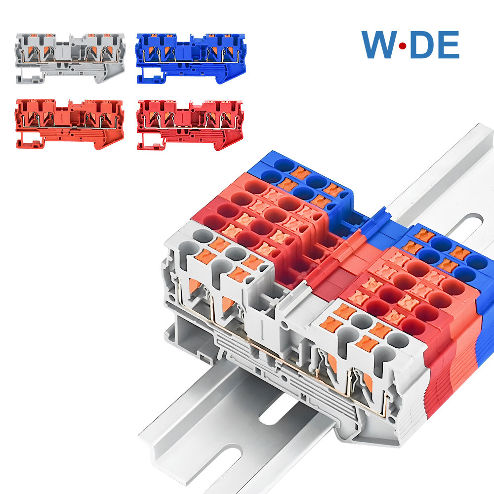 Terminal Block PT2.5-QUATTRO 4 Conductors Din Rail Electrical Wire Spring Connection Push In Conductors 10pcs Wire Connector