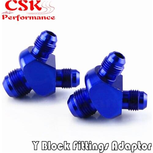 2pcs Y block Adapter Fittings NOS AN6 Inlet AN-6 X 2 Outlet (6-6-6) Red/Blue/Black