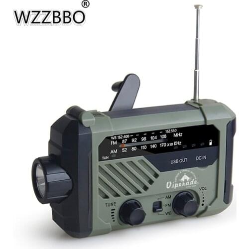 2000mAh-Solar Hand-cranked Power Generation Emergency Disaster Prevention Multi-function Flashlight Radio USB Charging Household