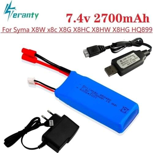Upgrade 2700mAh 7.4V RC Battery for Syma X8C X8W X8G X8HW X8HC HQ899 Rc Drone Spare Parts 2S Lipo Battery vs 7.4V 2500mAh 903480