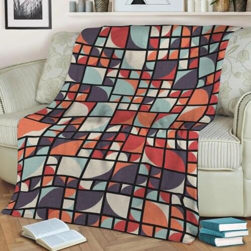Abstract Geometric Pattern 3D Printed Velvet Plush Throw Fleece Blanket Bedspread Sherpa Blanket Home Decora