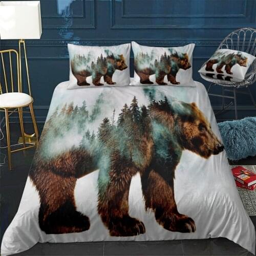 Bear 4 Quilt Cover Pillowcase 3Piece Comforter Bedding Set With Pillow Case Single Double Duvet Cover Home Decora