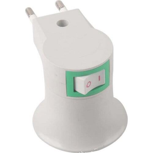 E27 EU plug adapter with power on-off Flexible control switch LED Light Bulb Lamp Base Holder Screw Socket Adapter 1pc