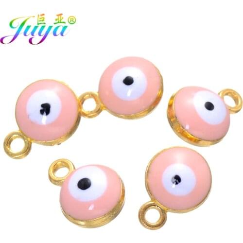 Juya 30pcs/lot Oil Drop Enamel Turkish Evil Eye Charms Accessories For Women Bracelet Necklace Earring Jewelry Making Supplies