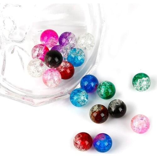 4 6 8 10MM Round Spacer Loose Crackle Glass Beads For Jewelry Making Bracelet Necklace Needlework Accessoire Wholesale Supply