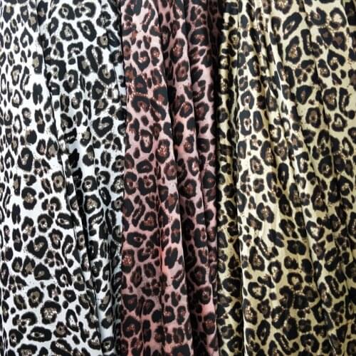 Leopard Pajamas Satin Dress Crepe Sateen Printed Fabric Patchwork Shirt Scarf Textile Polyester