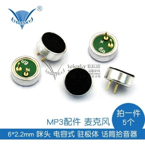 6 * 2.2mm microphones capacitive electret microphone pickup MP3 microphone