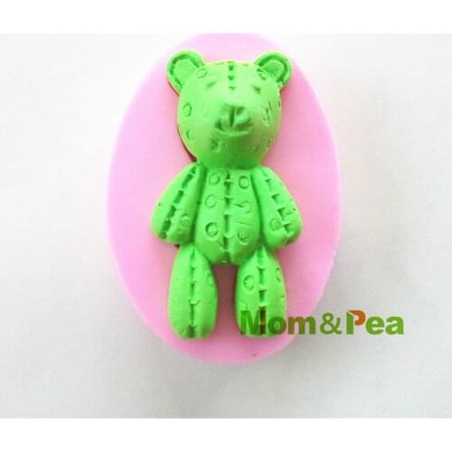 Mom&Pea 0521 Free Shipping Stitched Bear Silicone Mold Cake Decoration Fondant Cake 3D Mold Food Grade Silicone Mould