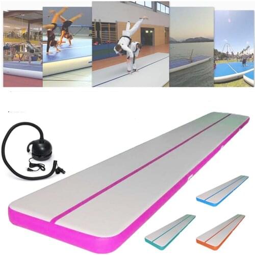 5m Inflatable Gymnastics Air Tumbling Practice Track Floor Exercise Mat With Pump For Outdoor/Indoor Yoga Training 220v W/Pump