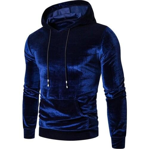 Drawstring New Mens Fashion In Autumn Winter Hoodies Men 2021warm Pure Gold Velvet Hoodie Blouse Hooded Lace Up Harajuku Tops