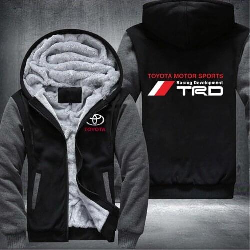 New Winter Toyota Print Motorsport TRD Car Logo Thicken Jackets Male Hoodies Zipper Sweatshirts Tracksuit Mens College Coats