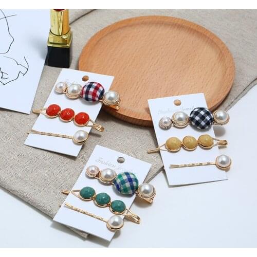 Ahmed New Arrival 3pcs/set Girls Hair Clips Retro Sweet Imitation Pearl Acetate Metal Hairpin for Women Fashion Hair Accessories