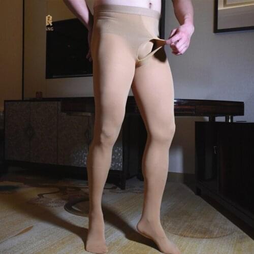 Sexy Underwear Fetish Stockings Translucent Bottoms Casual Home Trousers Mens Sleeping Long Johns Leggings Velvet 80D Pantyhose