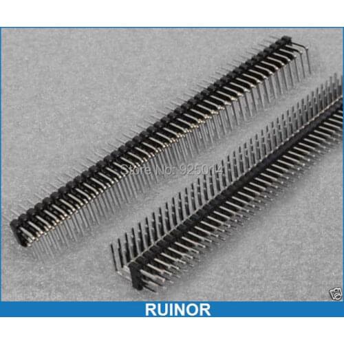 50pcs 3x40P Male Pins 2.54mm Three Row Right Angle Pin Header for PCB Programmer