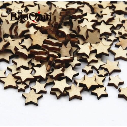 200pcs/lot Natural Wooden Scrapbook Star Shape Childrens Handmade Color Painting Crafts Diy Charm Home Decoration