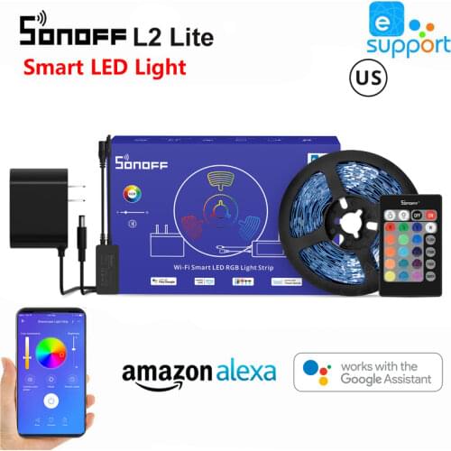 SONOFF L1 Lite US Wifi LED Light Strip 5M Smart Dimmable Flexible RGB Strip Lights Ewelink APP Remote Control Work with Alexa
