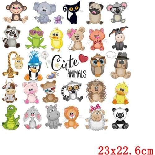 Cartoon Small Animal Thermo-stickers On Clothes Cat Dog Patch Cute Bird Owl Stripe Iron On Transfers For Clothing Animal Sticker