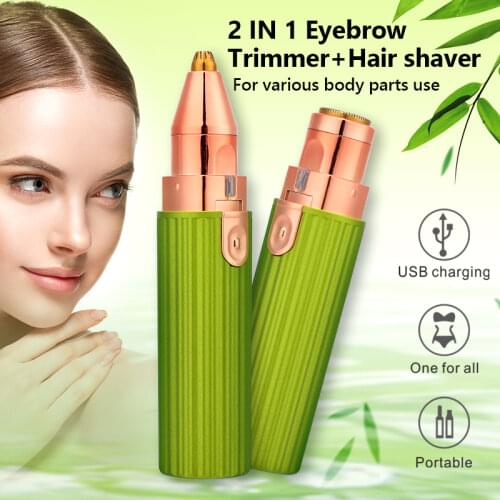 2 In 1 USB Rechargeable Eyebrow Trimmer Electric Hair Remover Epilator Women Shaver Razor Lady Facial Hair Removal Beauty Tool