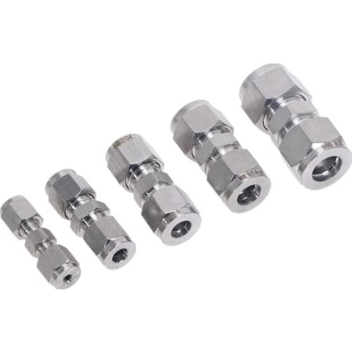 Stainless Steel Pipe and two ferrule tube fitting 304 SS Pipe straight fitting 1/8'' 3/8'' 1/2'' 4mm 10mm