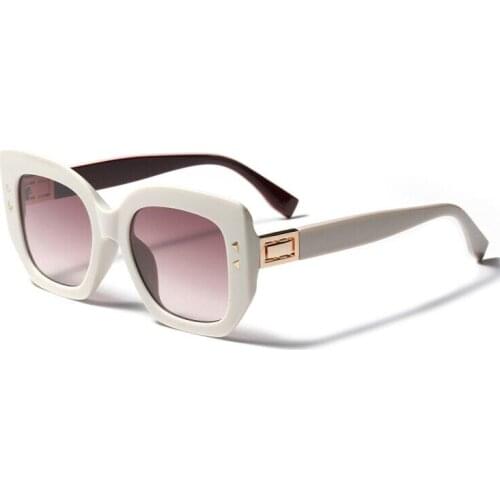 Veshion Beige Pink Ladies Sunglasses Women Square 2021 Spring Fashion Glasses Female Rivets Uv400 Summer Style Hot Sale