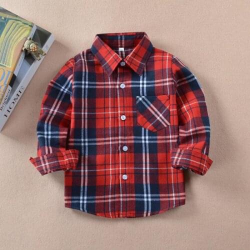 Yauamdb Kids Shirts 4-15y Spring Autumn Cotton Boys Girls Blouse Long Sleeve Plaid Striped Casual Childrens Top Clothing Y29
