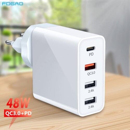 FDGAO 36W Fast USB PD Charger Quick Charge 3.0 Type C PD 3.0 Fast Charging for iPhone 12 Mini Pro Max QC 3.0 Wall Phone Charger