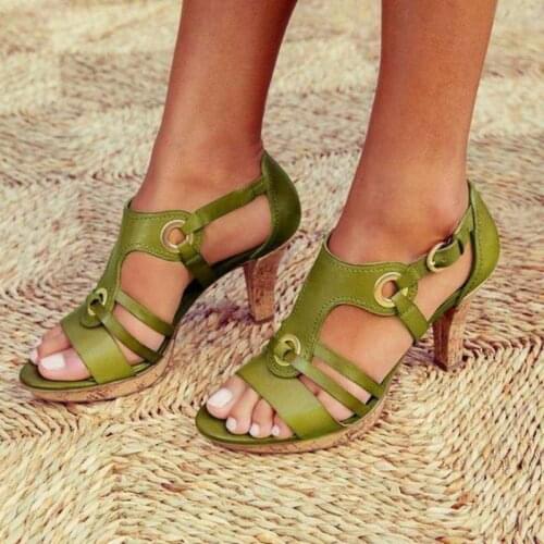 Womens Sandals High heels Woman Bohemia Pumps Fashion Women Hollow Out Sandals Outdoor Summer Shoes Women TGHDOF