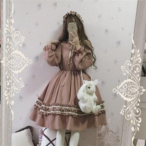 Victorian medieval Gothic Lolita Dress Women Vintage Long Sleeve Retro Temperament Tea Party Sweet Lolita Dress