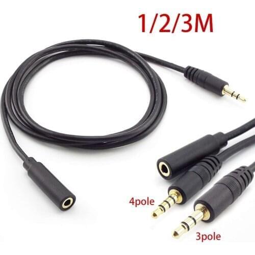 1/2/3/m 3.5mm AUX Jack Audio Extension Cable Male to Female Cord 3.5 Auxiliary Headphone Earphone Speaker Stereo 3 Pole/4 Pole
